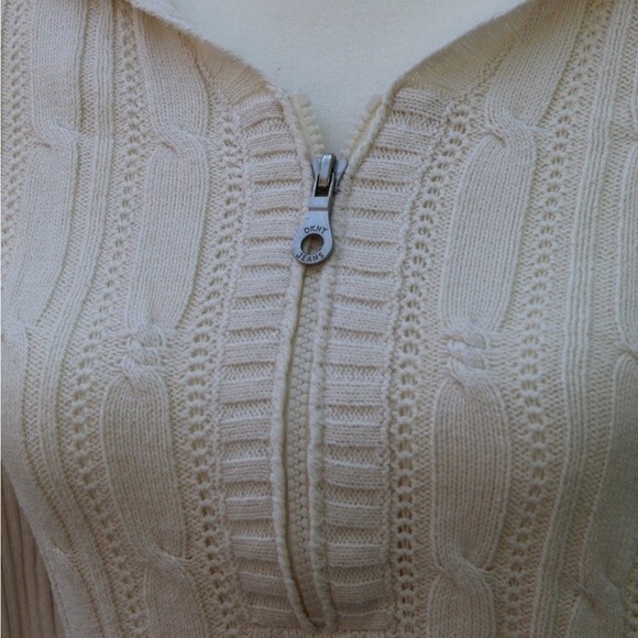 DKNY Jeans Off White Zip Up Sweater - Picture 6 of 7